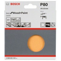 Набор из 10 шлифлистов C470 115 мм, 80 Bosch 2608605428