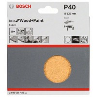 Набор из 10 шлифлистов C470 125 мм, 40 Bosch 2608605438