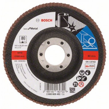 Лепестковый шлифкруг X571 Best for Metal 115x22,23 мм, 80 Bosch 2608605452