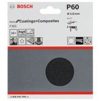 Набор из 10 шлифлистов F355 115 мм, 60 Bosch 2608605496
