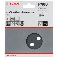 Шлифлист F355, в упаковке 5шт. 115 мм, 400 Bosch 2608605562