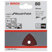 Шлифлист C430, в упаковке 5 шт. 93 мм, 80 Bosch 2608605601