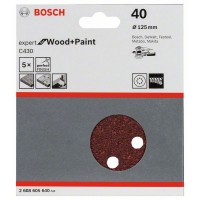 Шлифлист C430, в упаковке 5шт. 125 мм, 40 Bosch 2608605640