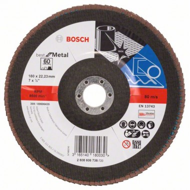 Лепестковый шлифкруг X571 Best for Metal 180x22,23 мм, 60 Bosch 2608606738