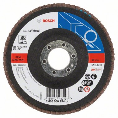 Лепестковый шлифкруг X551 Expert for Metal 115x22,23 мм, 80 Bosch 2608606754