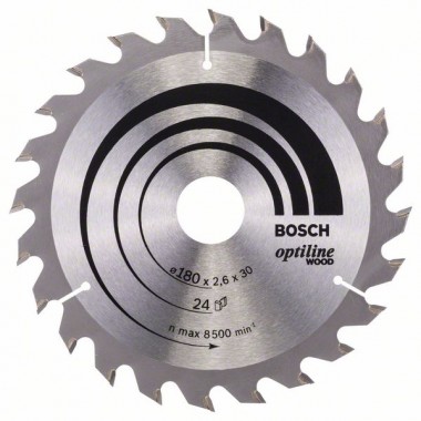 Пильный диск Optiline Wood 180x30/20x2,6 мм, 24 Bosch 2608640608