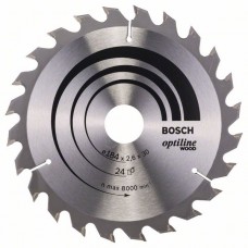 Пильный диск Optiline Wood 184x30x2,6 мм, 24 Bosch 2608640610