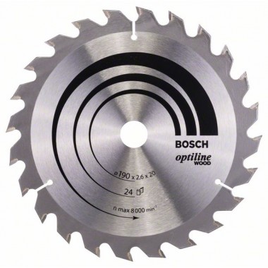 Пильный диск Optiline Wood 190x20/16x2,6 мм, 24 Bosch 2608640612