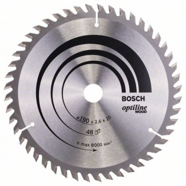 Пильный диск Optiline Wood 190 x 20/16 x 2,6 mm, 48 Bosch 2608640614