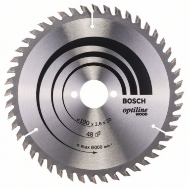 Пильный диск Optiline Wood 190 x 30 x 2,6 mm, 48 Bosch 2608640617