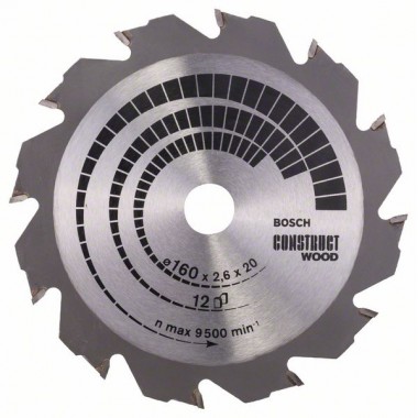 Пильный диск Construct Wood 160x20/16x2,6 мм; 12 Bosch 2608640630