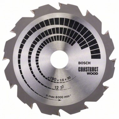 Пильный диск Construct Wood 190x30x2,6 мм; 12 Bosch 2608640633