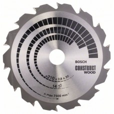 Пильный диск Construct Wood 210x30x2,8 мм; 14 Bosch 2608640634