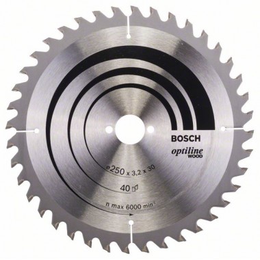 Пильный диск Optiline Wood 250x30x3,2 мм, 40 Bosch 2608640670
