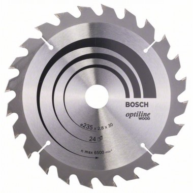 Пильный диск Optiline Wood 235x30/25x2,8 мм, 24 Bosch 2608640725