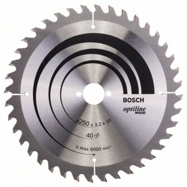 Пильный диск Optiline Wood 250x30x3,2 мм, 40 Bosch 2608640728