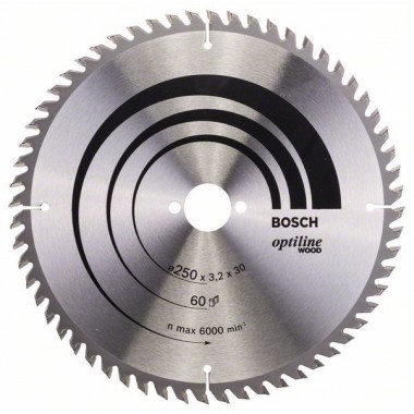 Пильный диск Optiline Wood 250x30x3,2 мм, 60 Bosch 2608640729