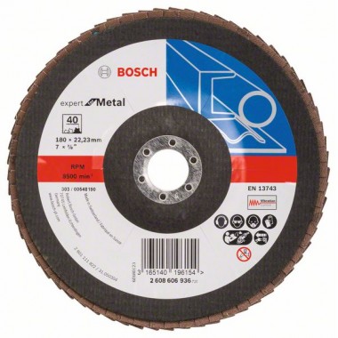 Лепестковый шлифкруг X551 Expert for Metal 180x22,23 мм, 40 Bosch 2608606936