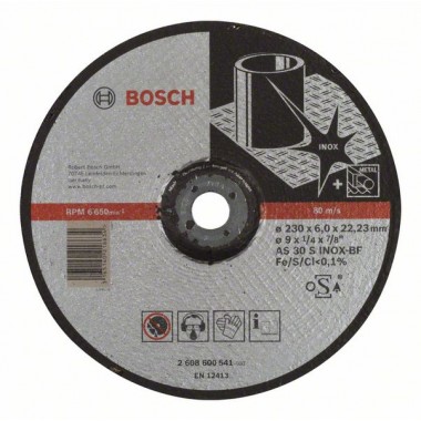Обдирочный круг выпуклый Expert for Inox AS 30 S INOX BF 230x6,0 мм Bosch 2608600541