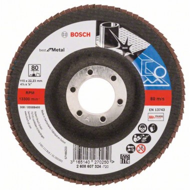 Лепестковый шлифкруг X571 Best for Metal 115x22,23 мм, 80 Bosch 2608607324