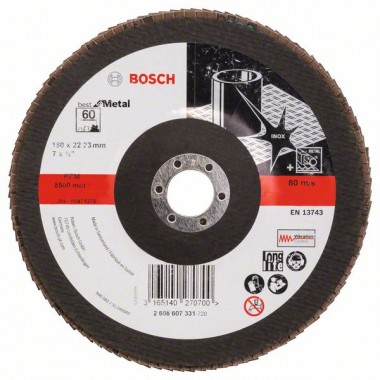 Лепестковый шлифкруг X571 Best for Metal 180x22,23 мм, 60 Bosch 2608607331