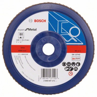 Лепестковый шлифкруг X551 Expert for Metal 180x22,23 мм, 80 Bosch 2608607371