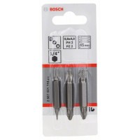 Набор из 3 двухсторонних насадок-бит S 0,6x4,0, PH2, PZ2; S 0,6x4,0, PH2, PZ2; 45 мм Bosch 2607001744