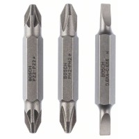 Набор из 3 двухсторонних насадок-бит S 0,6x4,0, PH2, PZ2; S 0,6x4,0, PH2, PZ2; 45 мм Bosch 2607001744