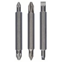 Набор из 3 двухсторонних насадок-бит PH1, PZ1, S 0,6x4,5; PH2, PZ2, S 1,0x5,5; 60 мм Bosch 2607001745