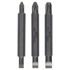 Набор из 3 двухсторонних насадок-бит S 0,6x4,5, S 0,8x5,5, S 1,2x6,5; PH1, PH2, PH3; 60 мм Bosch 2607001746