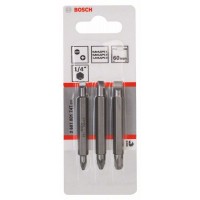 Набор из 3 двухсторонних насадок-бит S 1,2x6,5, S 0,6x4,5, S 0,8x5,5; PZ1, PZ2, PZ3; 60 мм Bosch 2607001747