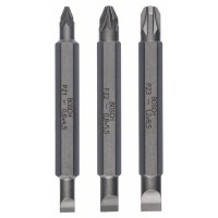 Набор из 3 двухсторонних насадок-бит S 1,2x6,5, S 0,6x4,5, S 0,8x5,5; PZ1, PZ2, PZ3; 60 мм Bosch 2607001747