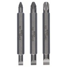 Набор из 3 двухсторонних насадок-бит S 1,2x6,5, S 0,6x4,5, S 0,8x5,5; PZ1, PZ2, PZ3; 60 мм Bosch 2607001747