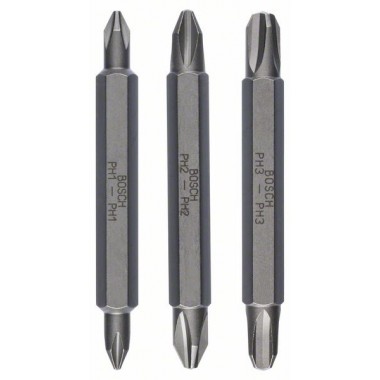 Набор из 3 двухсторонних насадок-бит PH1, PH2, PH3, PH1, PH2, PH3; 60 мм Bosch 2607001748