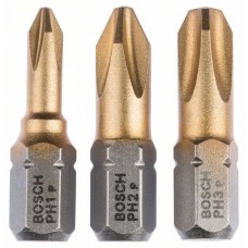 Набор из 3 насадок-бит Max Grip (PH) PH1; PH2; PH3; 25 мм Bosch 2607001754