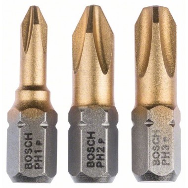 Набор из 3 насадок-бит Max Grip (PH) PH1; PH2; PH3; 25 мм Bosch 2607001754