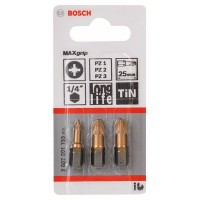 Набор из 3 насадок-бит Max Grip (PZ) PZ1; PZ2; PZ3; 25 мм Bosch 2607001755