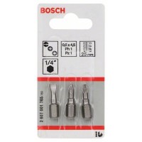 Набор из 3 насадок-бит Extra Hart (смешанный) S 0,6x4,5; PH1; PZ1; 25 мм Bosch 2607001765