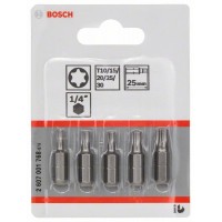 Набор из 5 насадок-бит Extra Hart (Torx) T 10; T 15; T 20; T 25; T 30; 25 мм Bosch 2607001768
