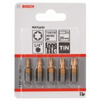 Набор из 5 насадок-бит Max Grip (Torx) T 10; T 15; T 20; T 25; T 30; 25 мм Bosch 2607001769
