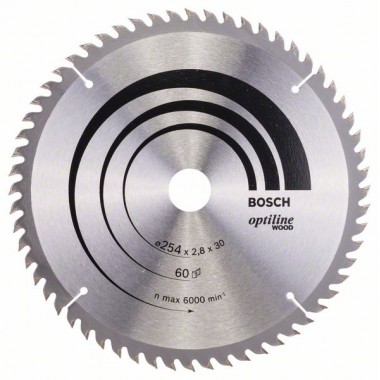Пильный диск Optiline Wood 254 x 30 x 2,8 mm, 60 Bosch 2608640444