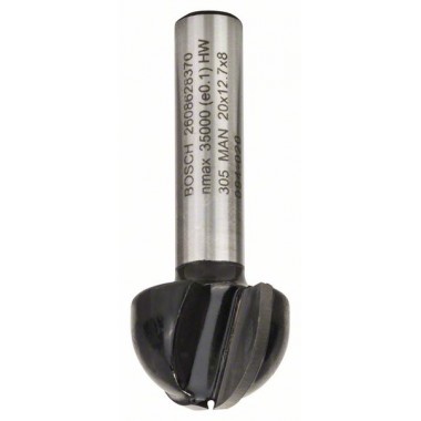 Галтельная фреза 8 мм, R1 10 мм, D 20 мм, L 12,4 мм, G 46 мм Bosch 2608628370