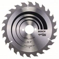 Пильный диск Optiline Wood 190x30x2,0 мм, 24 Bosch 2608641185
