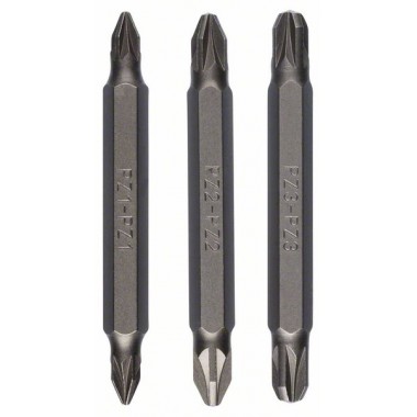 Набор из 3 двухсторонних насадок (PZ, PZ) PZ1-PZ1; PZ2-PZ2; PZ3-PZ3; 60 мм Bosch 2609255962