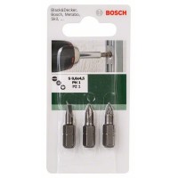 Набор из 3 насадок-бит Standard, смешанный (S, PH, PZ) S0,6x4,5; PH1; PZ1; 25 мм Bosch 2609255973
