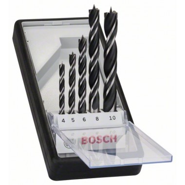 Набор из 5 спиральных сверл по древесине Robust Line 4; 5; 6; 8; 10 мм Bosch 2607010527
