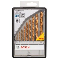 Набор из 10 сверл по металлу Robust Line HSS-TiN, 135° (1-10 мм) Bosch 2607010536