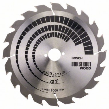 Пильный диск Construct Wood 250x30x3,2 мм; 20 Bosch 2608641774