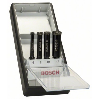 Набор из 4 алмазных сверл Robust Line для мокрого сверления 6; 8; 10; 14 мм Bosch 2607019880