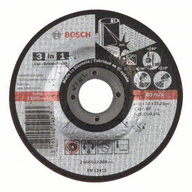 Отрезной круг «3 в 1» A 46 S BF 115x2,5 мм Bosch 2608602388